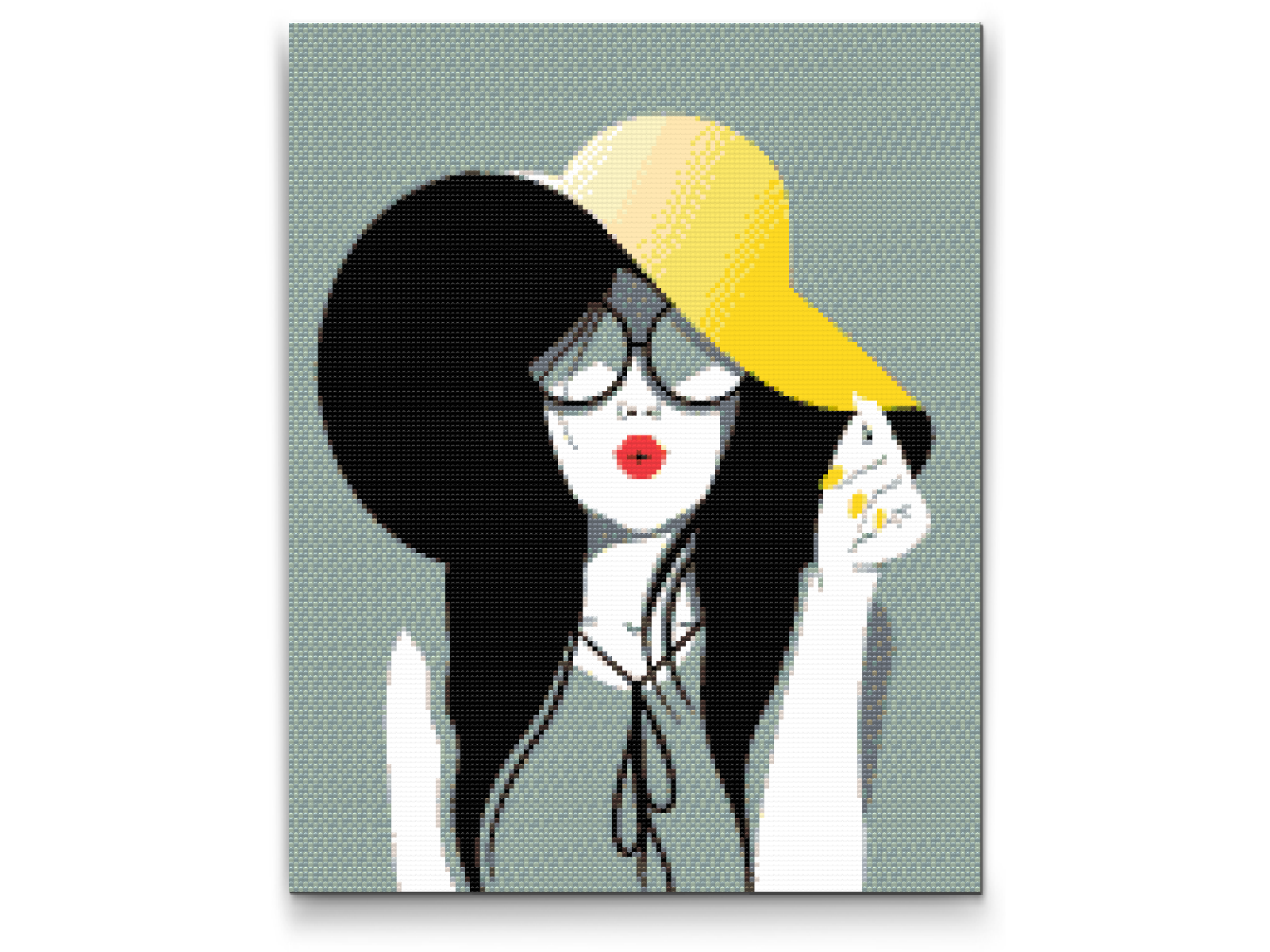 Diamond Painting - Dame med den gule hat
