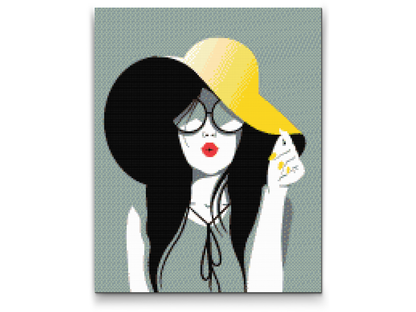 Diamond Painting - Dame med den gule hat