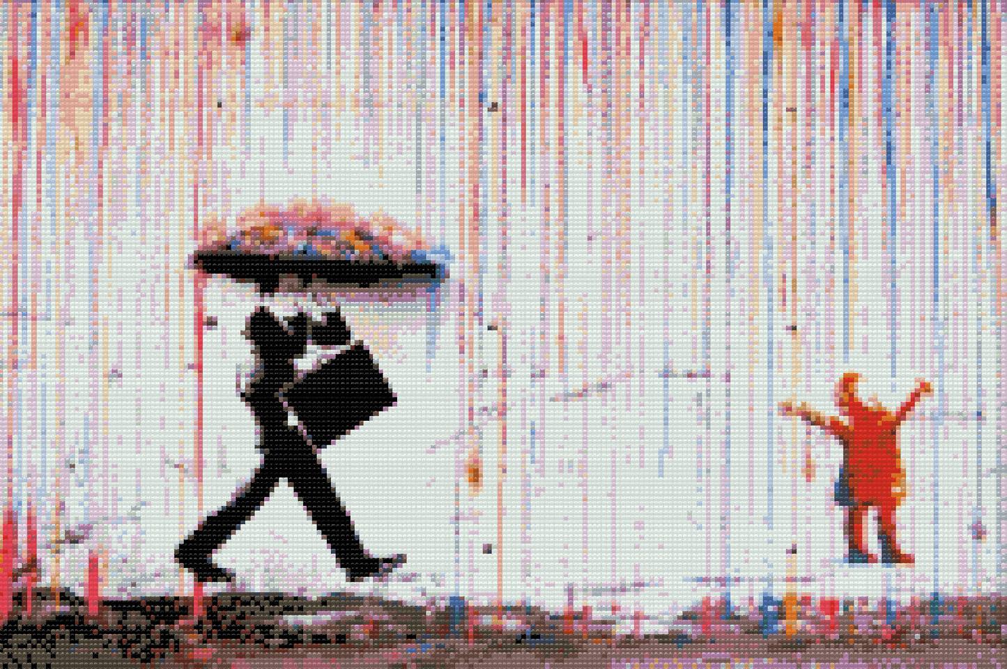 Diamond Painting - Banksy - Farverig regn