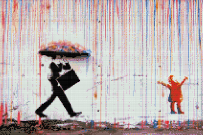 Diamond Painting - Banksy - Farverig regn