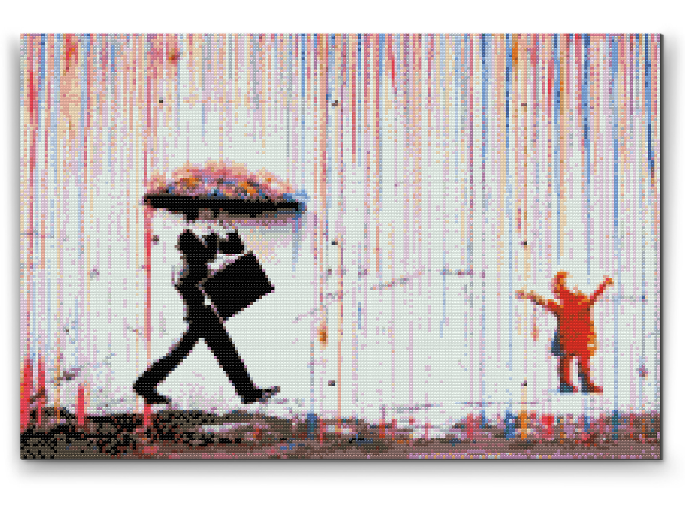 Diamond Painting - Banksy - Farverig regn