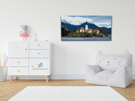 Diamond Painting - Kirken ved Lake Bled – Slovenien