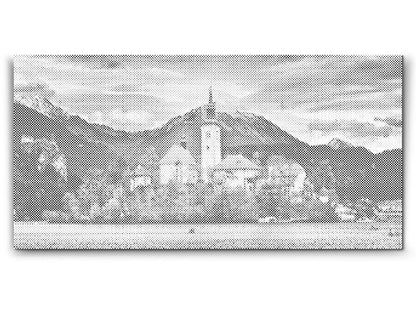 Mal-med-prikker -  Kirken ved Lake Bled – Slovenien