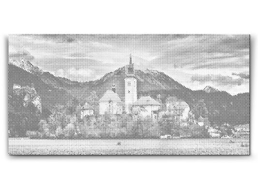 Mal-med-prikker -  Kirken ved Lake Bled – Slovenien