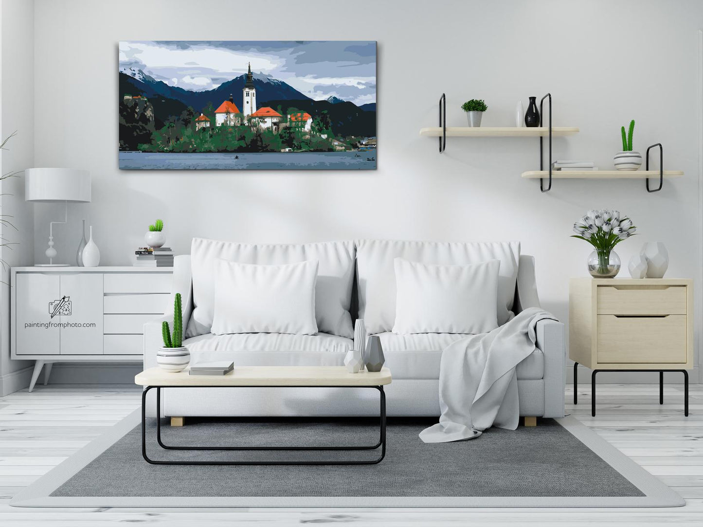 Paint by Numbers - Kirken ved Lake Bled – Slovenien