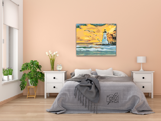 Paint by Numbers - Fyrtårn med måger