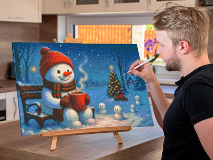 Diamond Painting - Snemand på en bænk