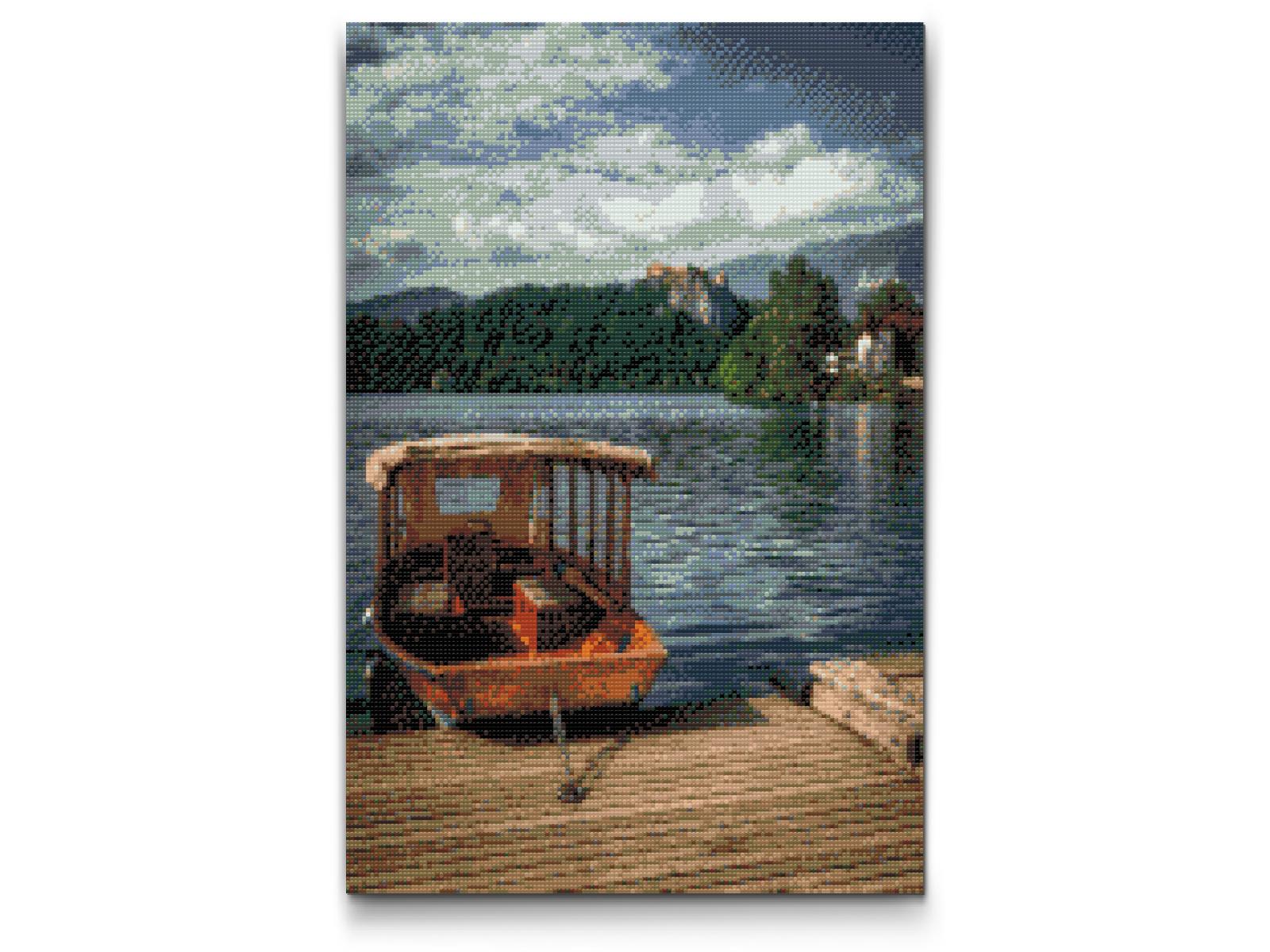 Diamond Painting - Båd på Bled-søen - Slovenien