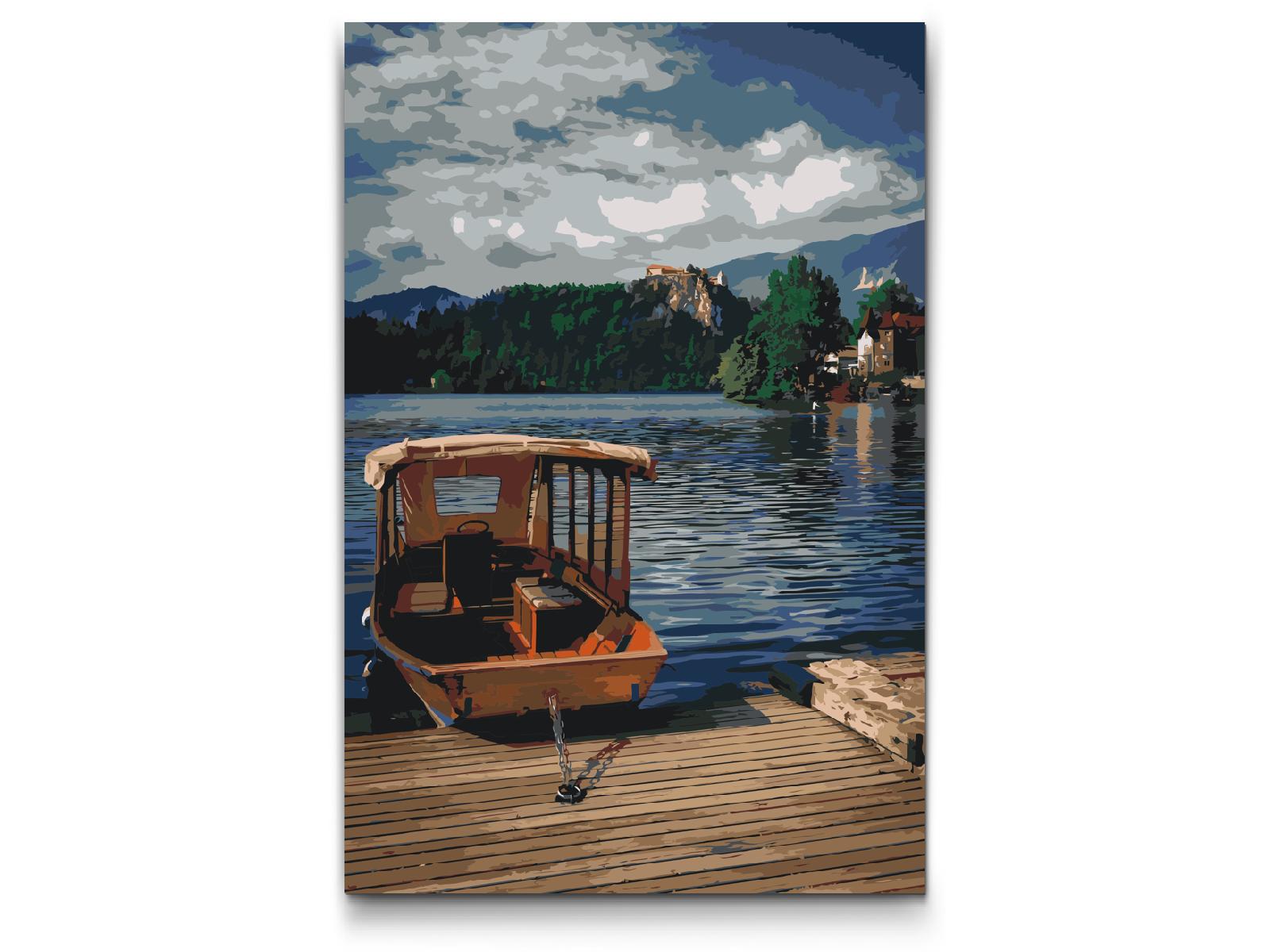 Paint by Numbers - Båd på Bled-søen - Slovenien