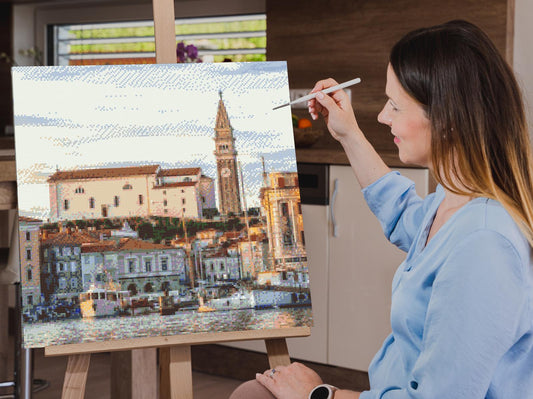 Diamond Painting - Byen Piran ved skumringstid - Slovenien
