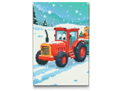 Diamond Painting - Traktor til børn om vinteren
