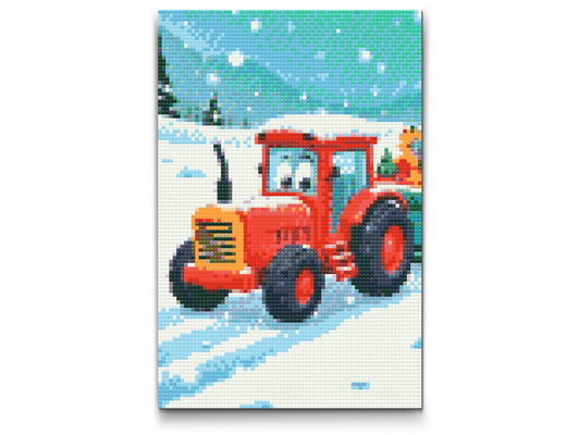 Diamond Painting - Traktor til børn om vinteren