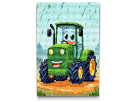 Diamond Painting - Grøn traktor til børn
