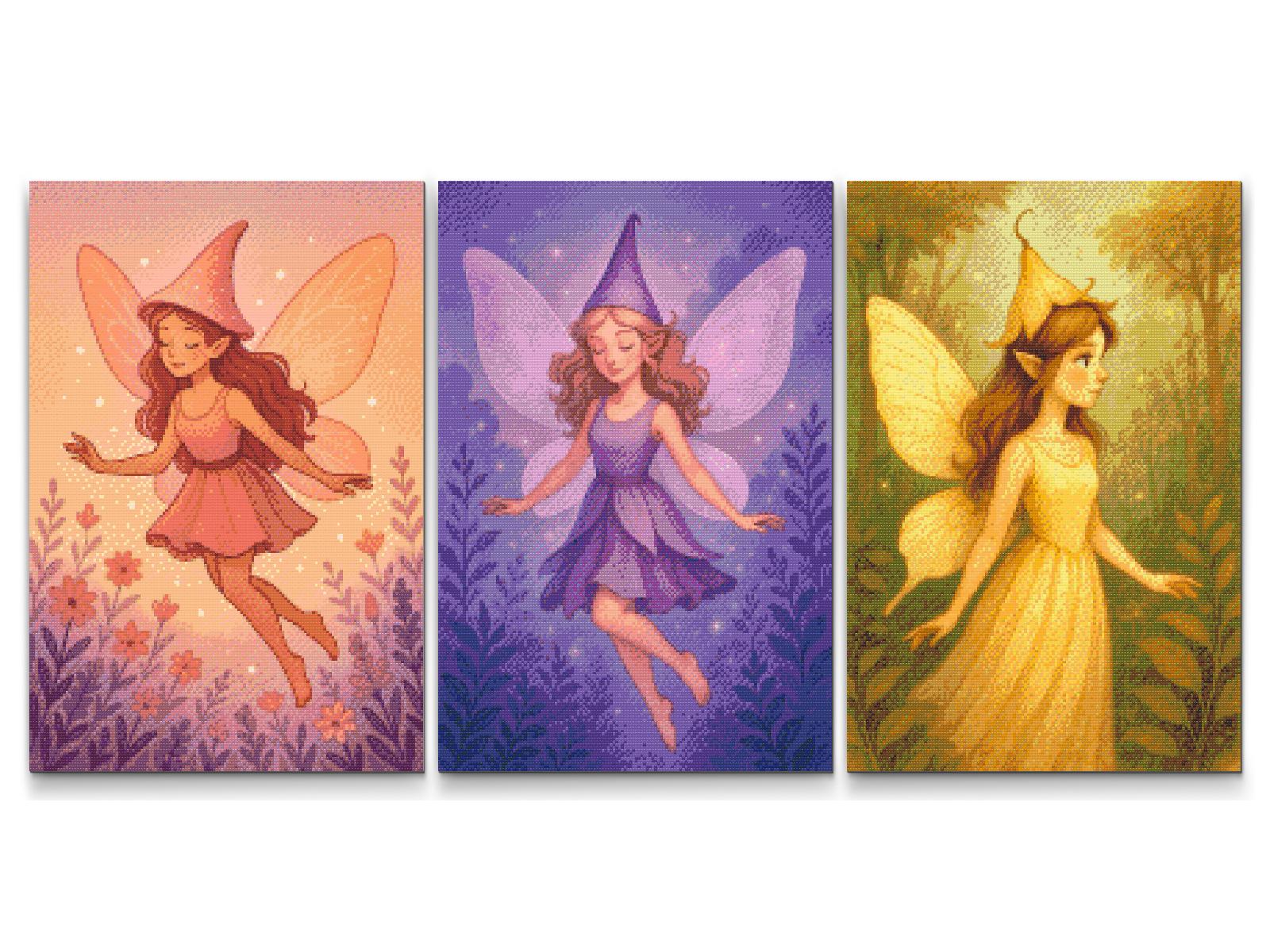 Diamond Painting - Magiske skovfeer (sæt med 3 lærreder)