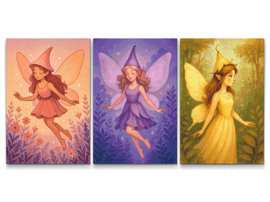Diamond Painting - Magiske skovfeer (sæt med 3 lærreder)
