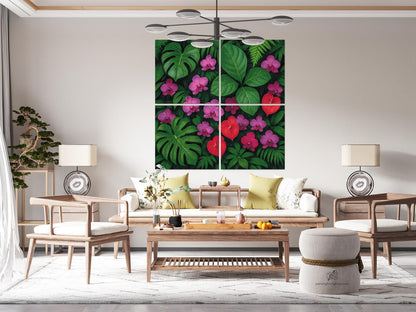 Diamond Painting - Indeplantekomposition (sæt af 4 lærreder)