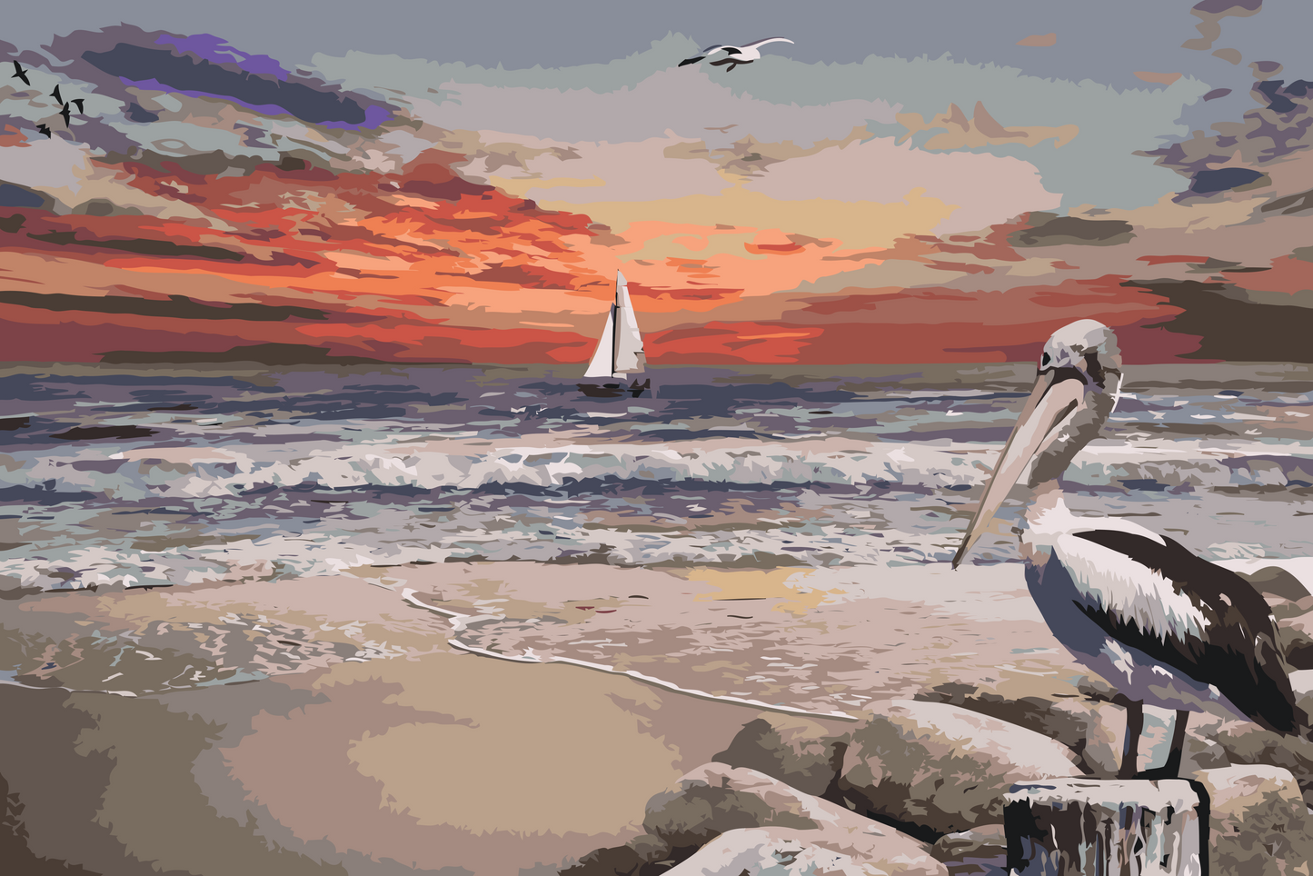 Paint by Numbers - Pelican og Boat