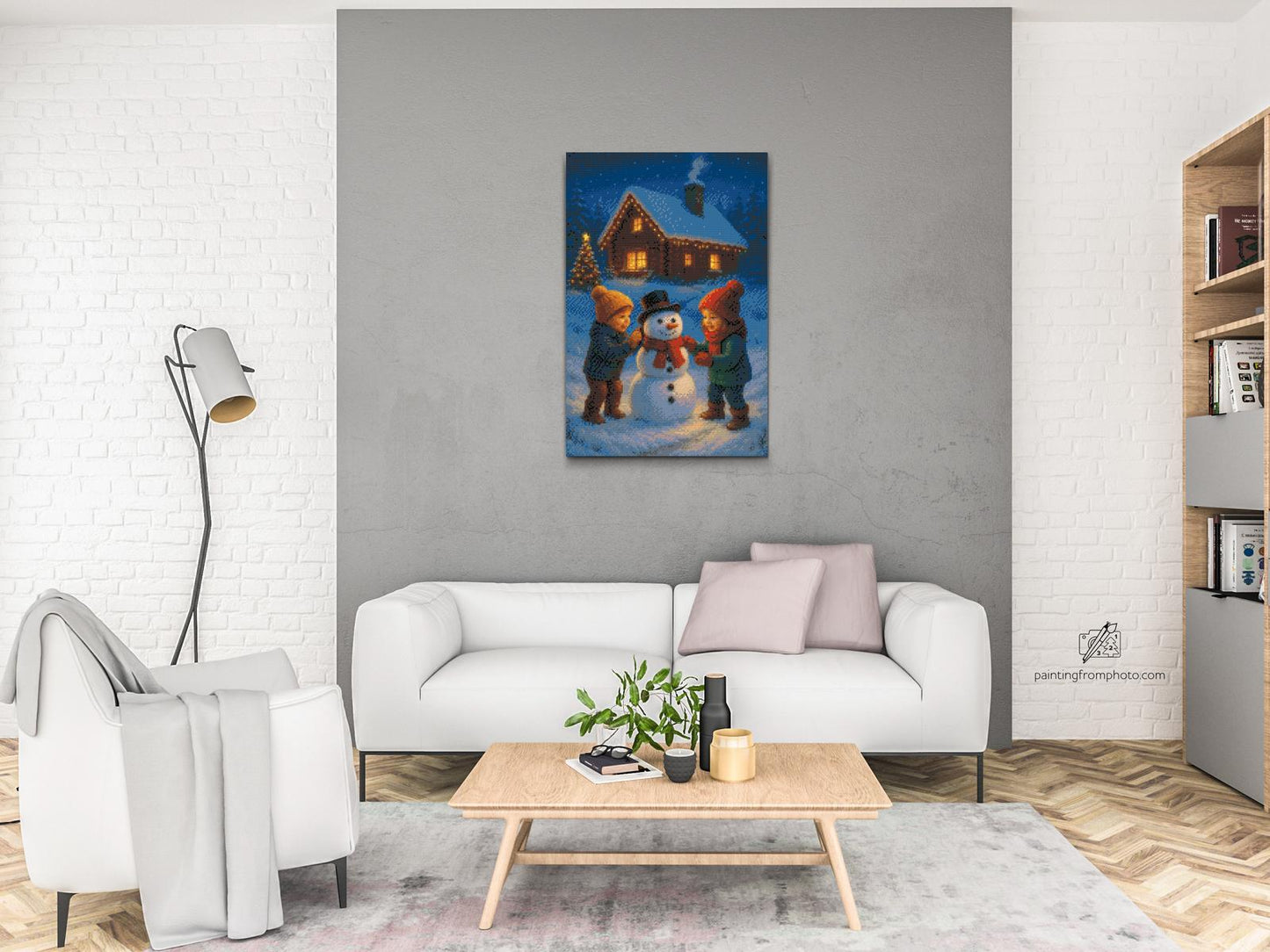 Diamond Painting - Børn, der bygger en snemand