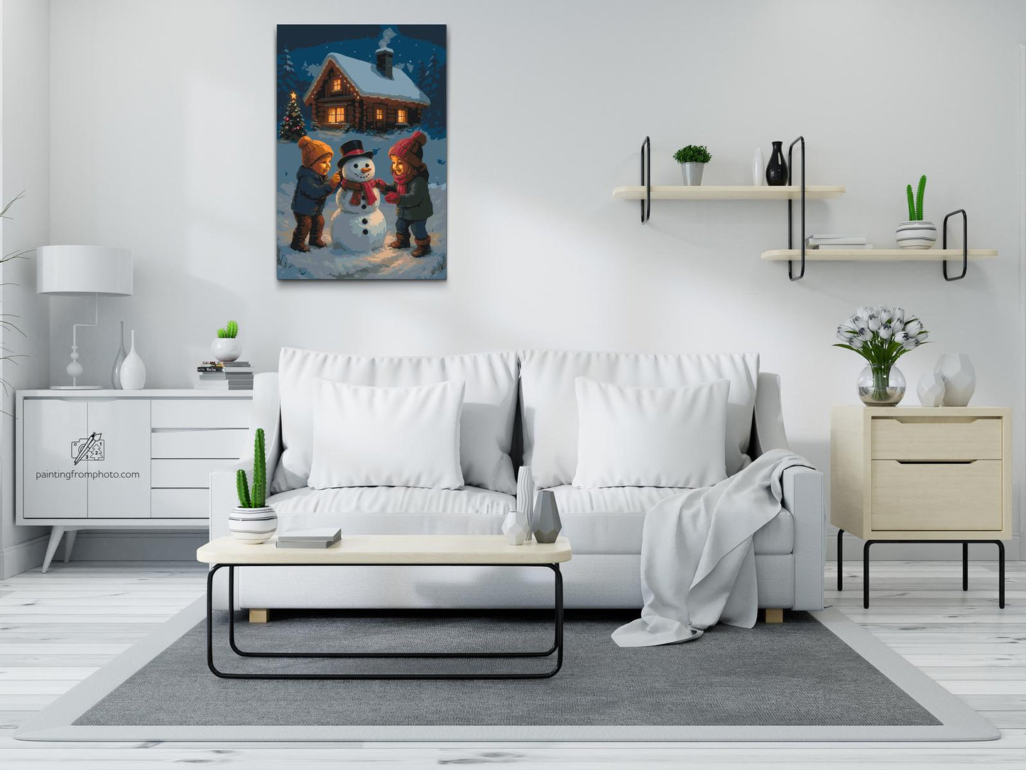Paint by Numbers - Børn, der bygger en snemand