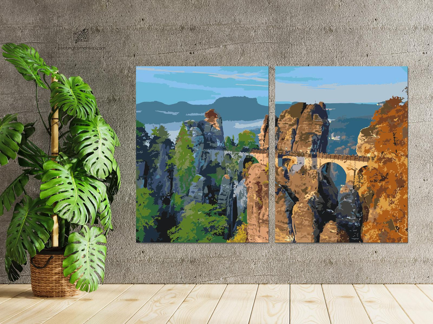 Paint by Numbers - Bastei-broen – Tyskland (sæt af 2 lærreder)