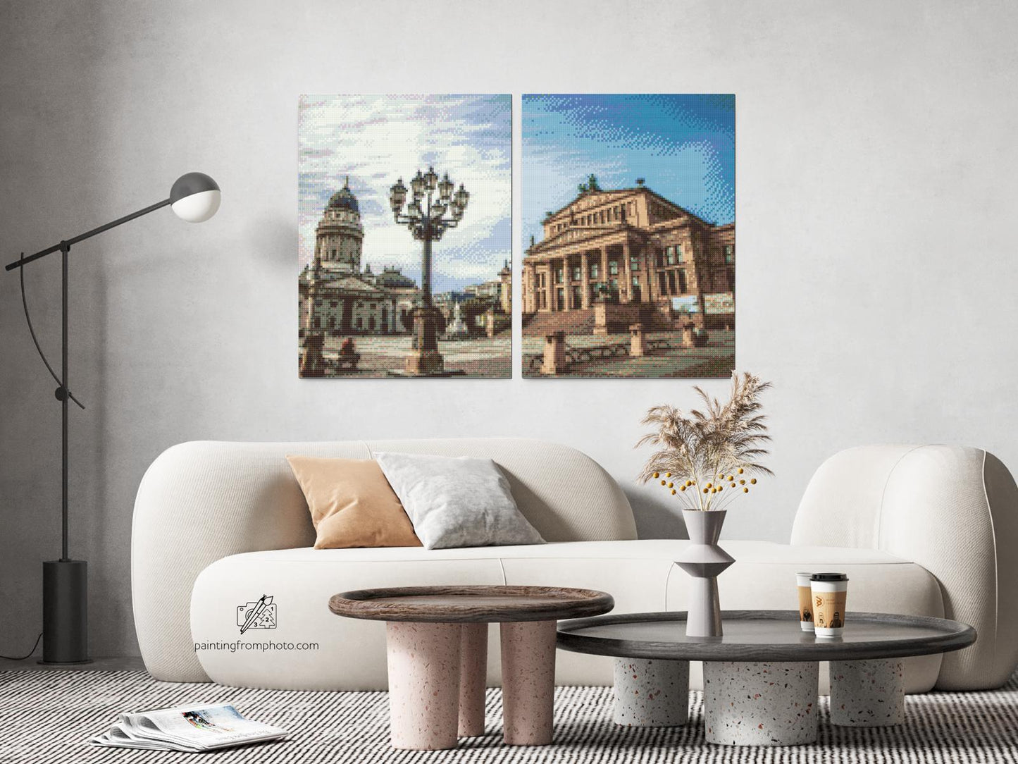 Diamond Painting - Solrige Gendarmenmarkt-pladsen, Berlin – Tyskland (sæt af 2 lærreder)