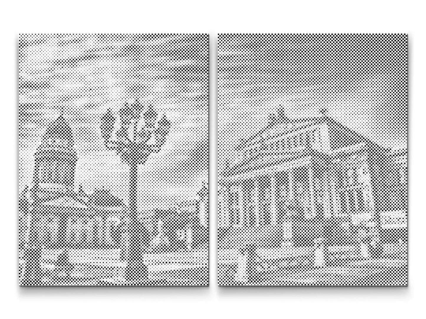 Mal-med-prikker -  Solrige Gendarmenmarkt-pladsen, Berlin – Tyskland (sæt af 2 lærreder)