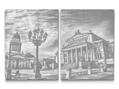 Mal-med-prikker -  Solrige Gendarmenmarkt-pladsen, Berlin – Tyskland (sæt af 2 lærreder)