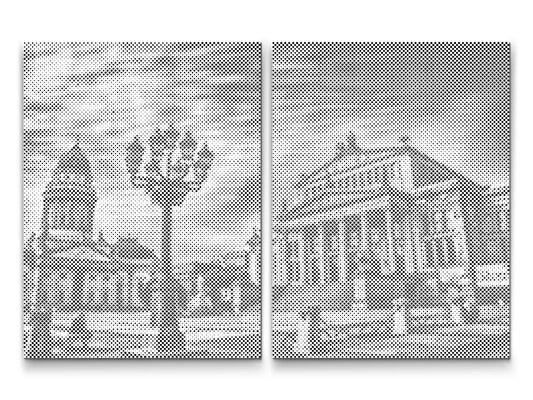 Mal-med-prikker -  Solrige Gendarmenmarkt-pladsen, Berlin – Tyskland (sæt af 2 lærreder)