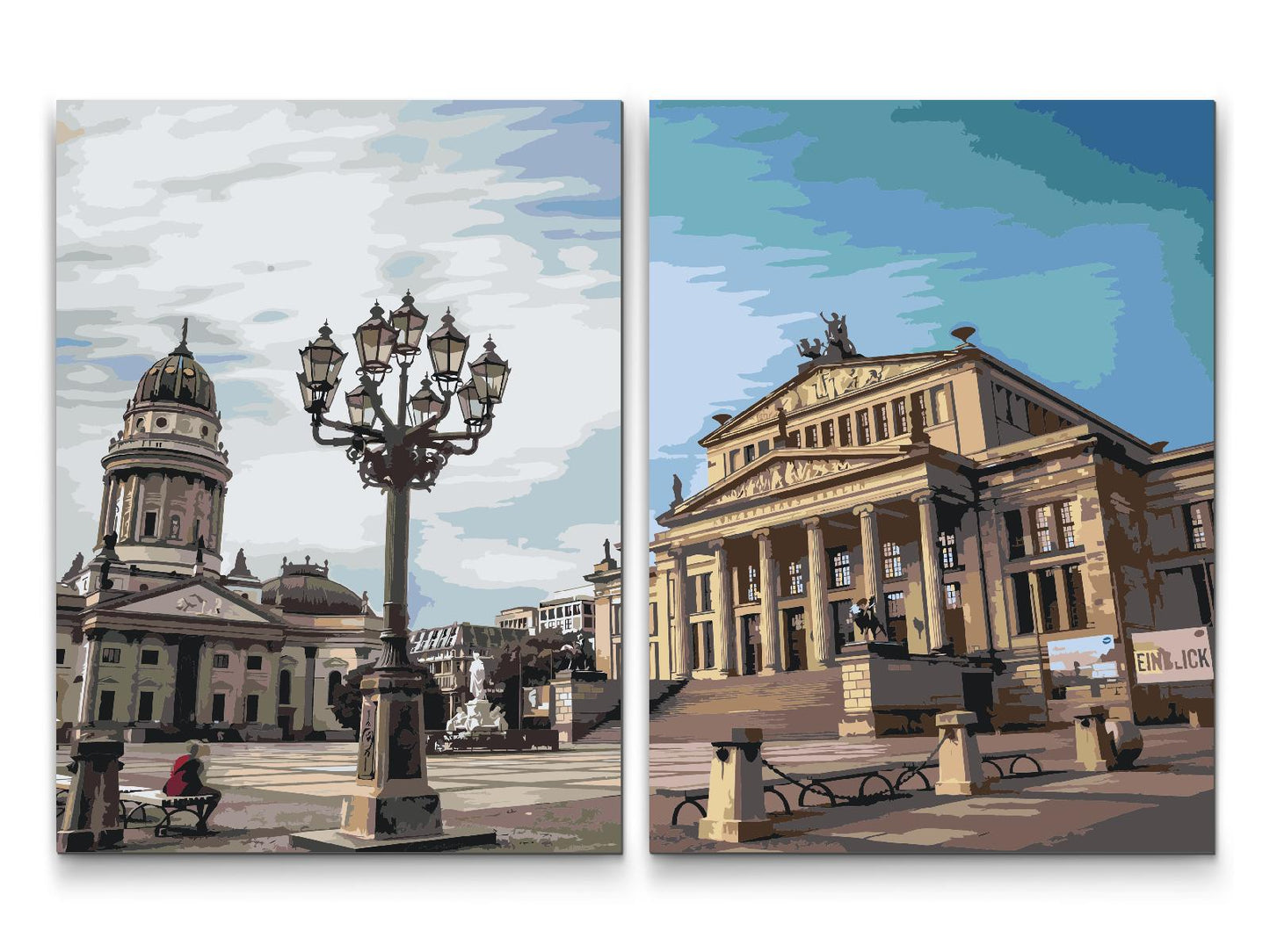 Paint by Numbers - Solrige Gendarmenmarkt-pladsen, Berlin – Tyskland (sæt af 2 lærreder)