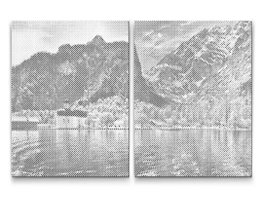 Mal-med-prikker -  Königssee-søen – Tyskland (sæt af 2 lærreder)
