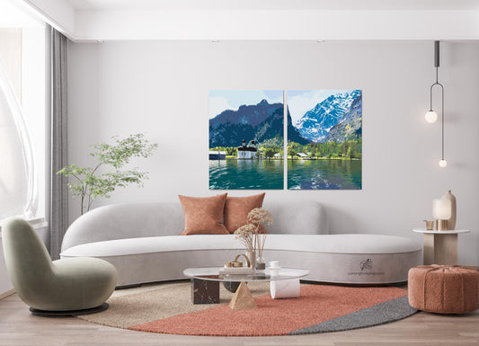 Paint by Numbers - Königssee-søen – Tyskland (sæt af 2 lærreder)