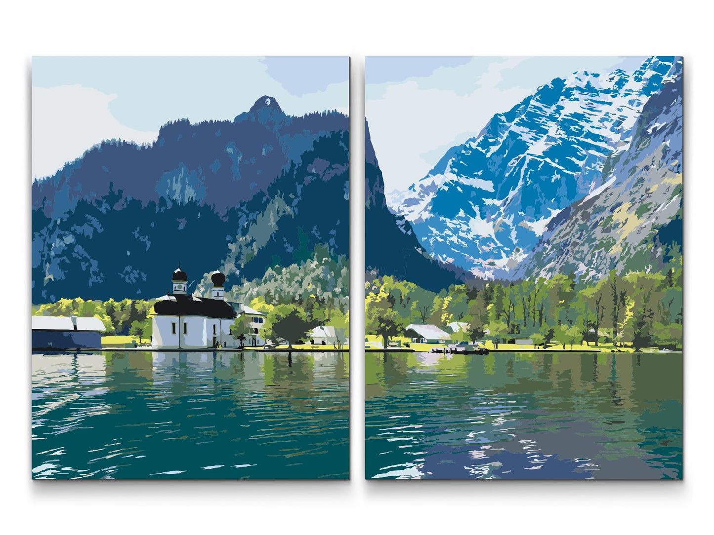 Paint by Numbers - Königssee-søen – Tyskland (sæt af 2 lærreder)