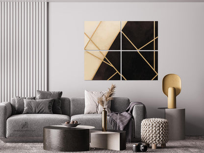 Diamond Painting - Sort og Hvid Marmor (sæt af 4 lærreder)