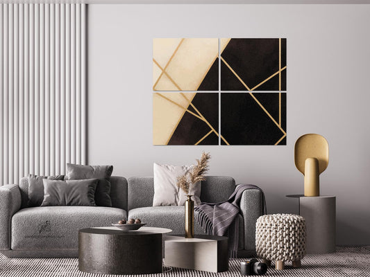 Diamond Painting - Sort og Hvid Marmor (sæt af 4 lærreder)