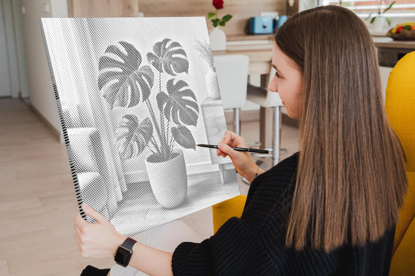 Mal-med-prikker -  Monstera deliciosa