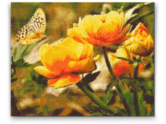 Diamond Painting - Sommerfugl med blomster