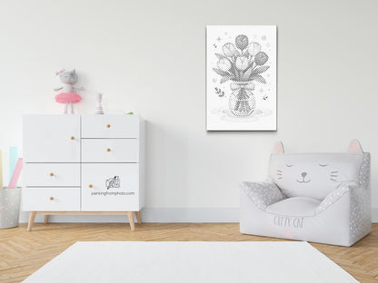 Mal-med-prikker -  Pastel tulipanbuket