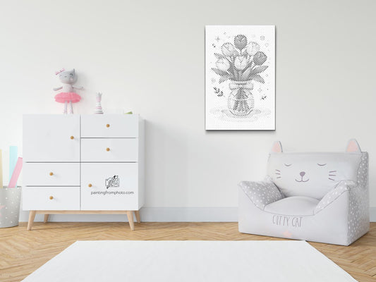 Mal-med-prikker -  Pastel tulipanbuket