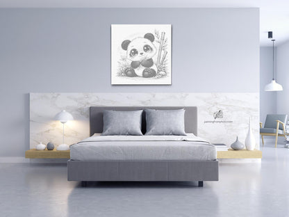 Mal-med-prikker -  Panda med Store Øjne