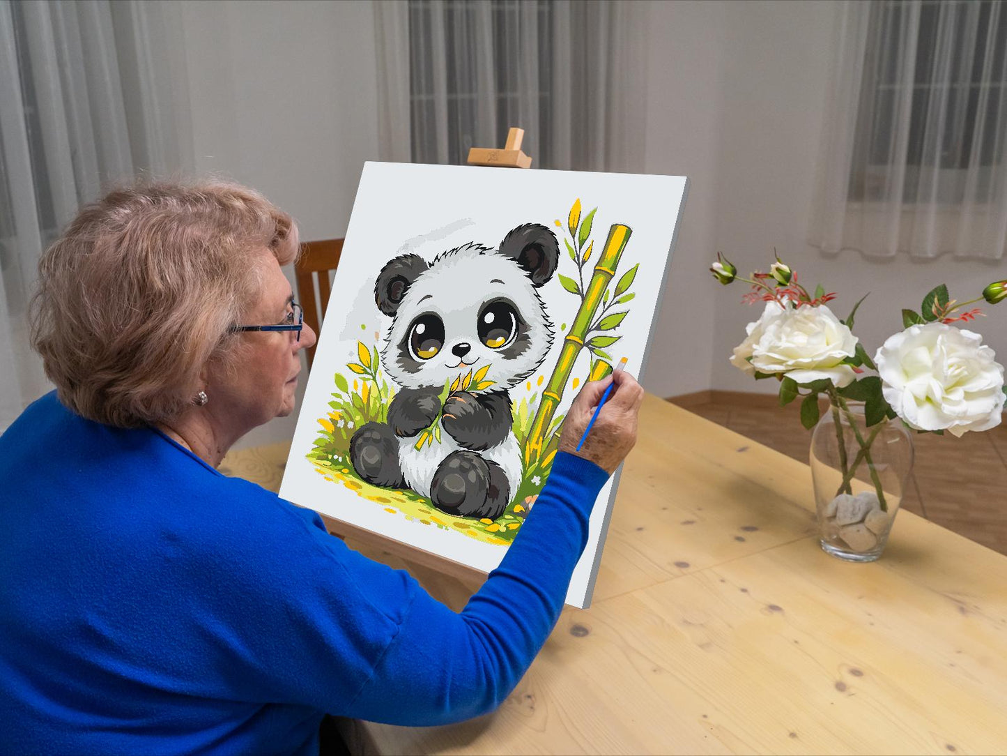 Paint by Numbers - Panda med Store Øjne