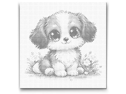 Mal-med-prikker -  Hvalp med Store Øjne