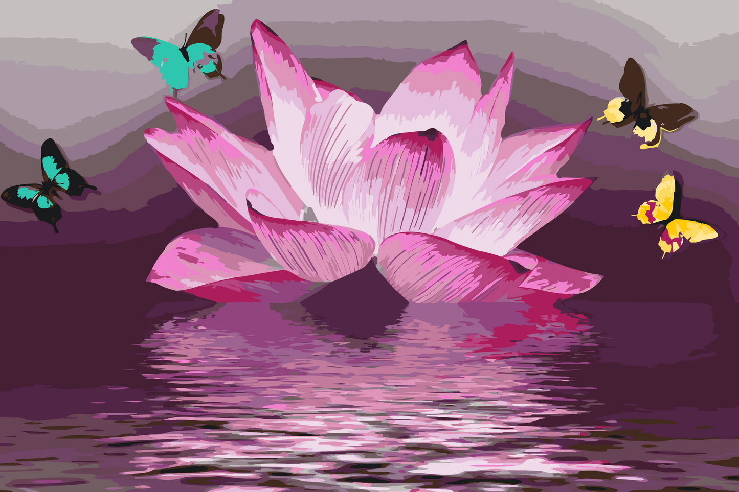 Paint by Numbers - Lotus og Sommerfugl