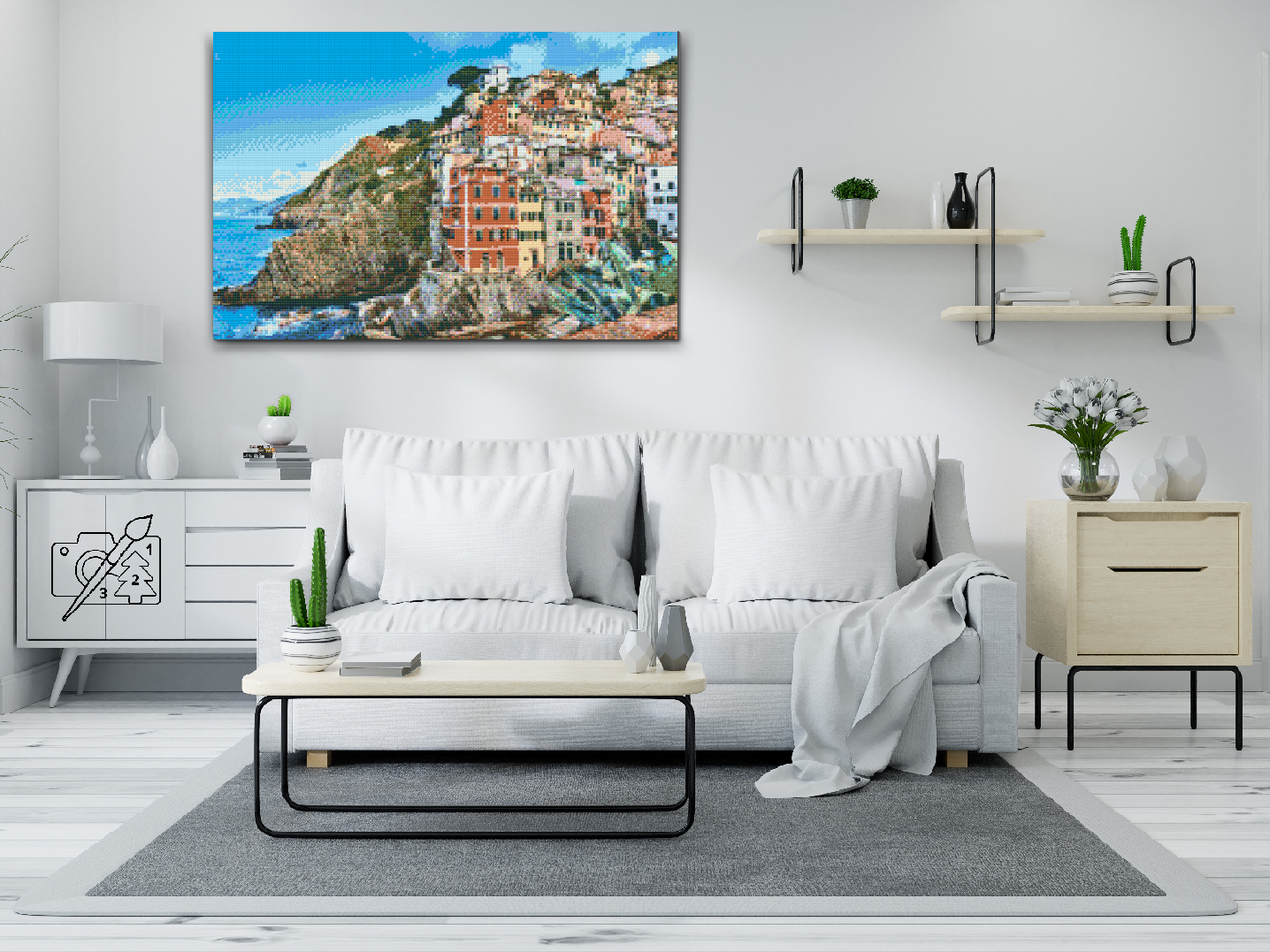 Diamond Painting - Huse ved kysten