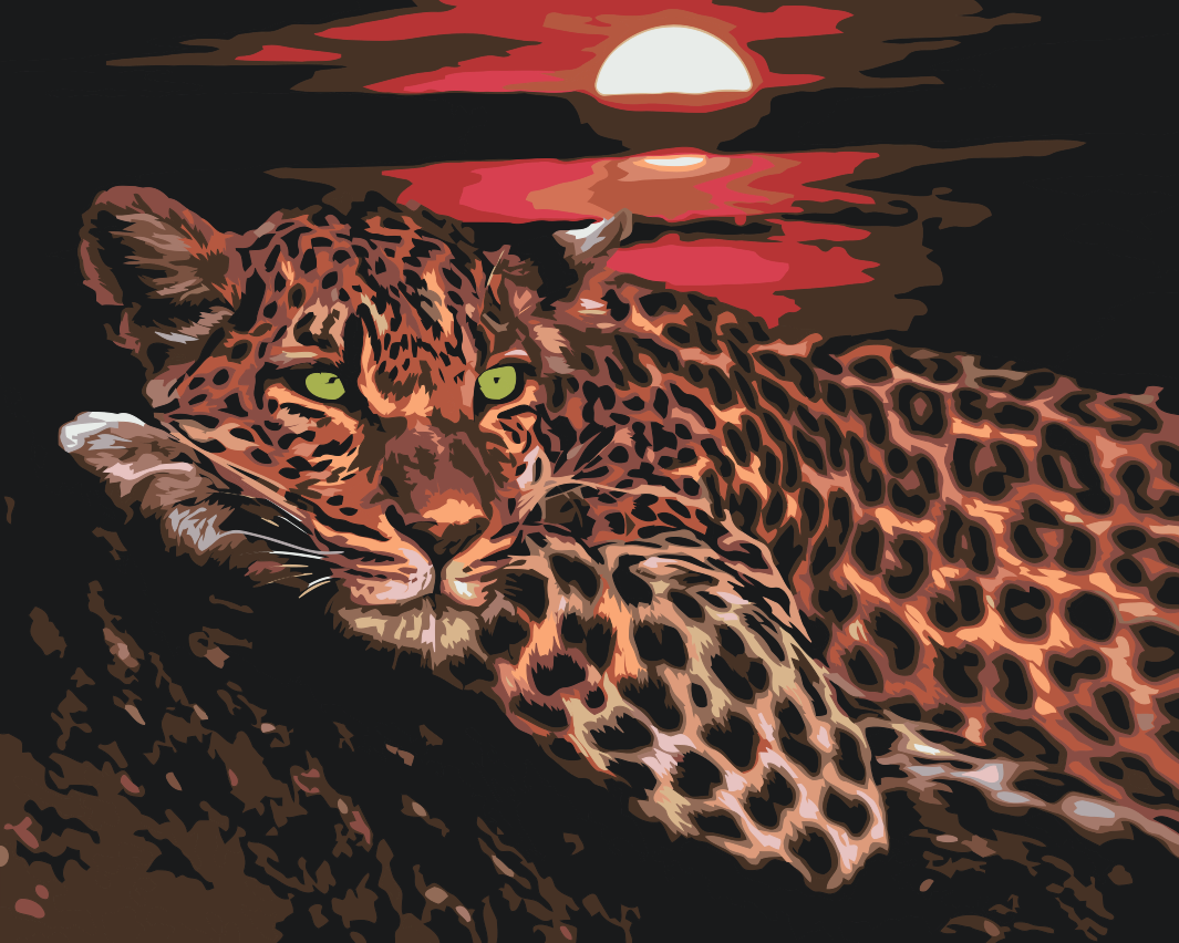 Paint by Numbers - Leopard ved solnedgang