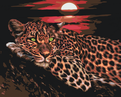 Paint by Numbers - Leopard ved solnedgang
