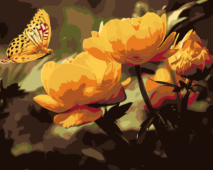 Paint by Numbers - Sommerfugl med blomster