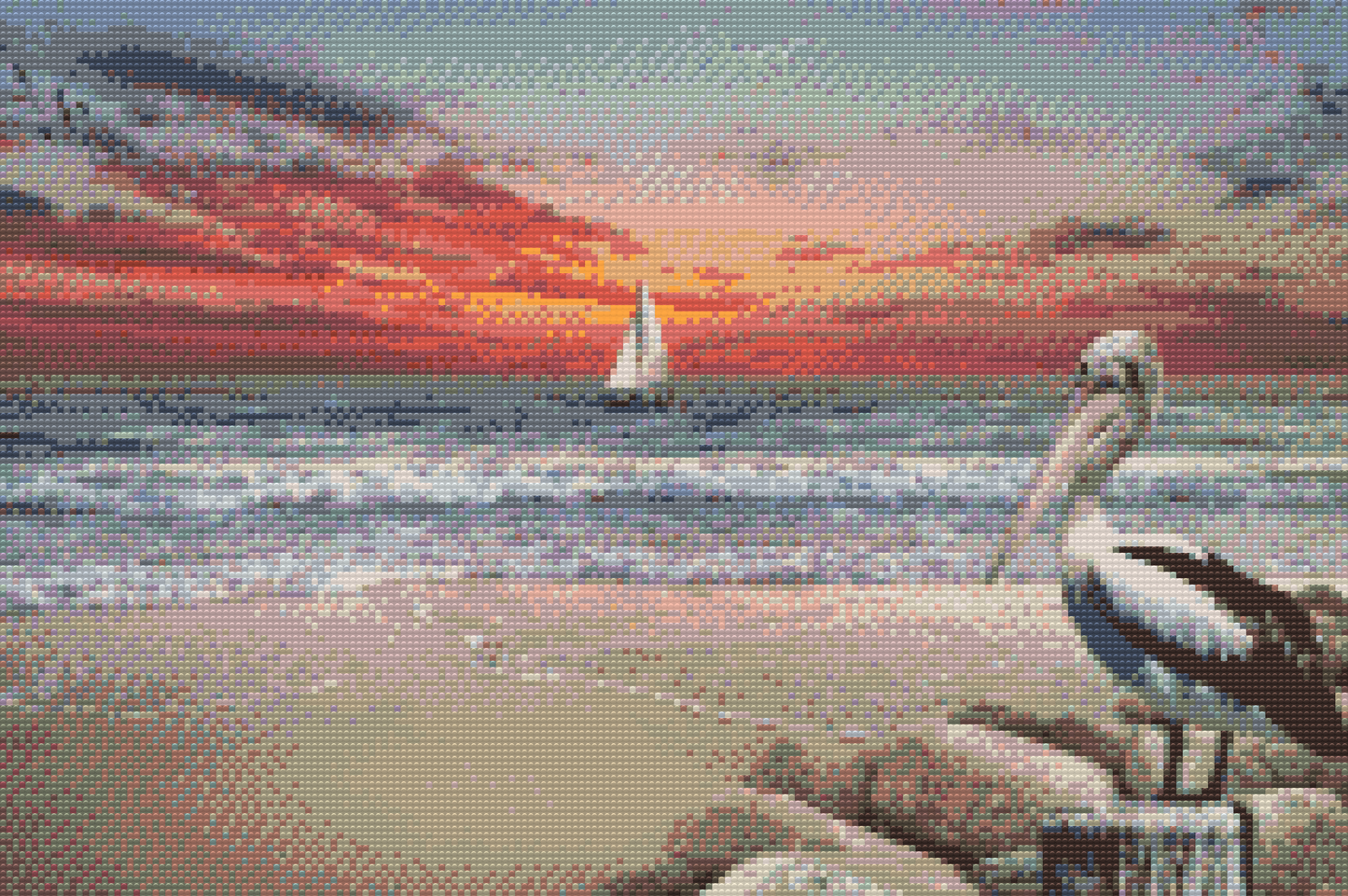 Diamond Painting - Pelican og Boat