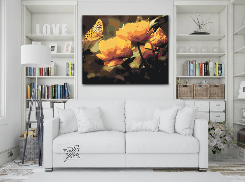 Paint by Numbers - Sommerfugl med blomster