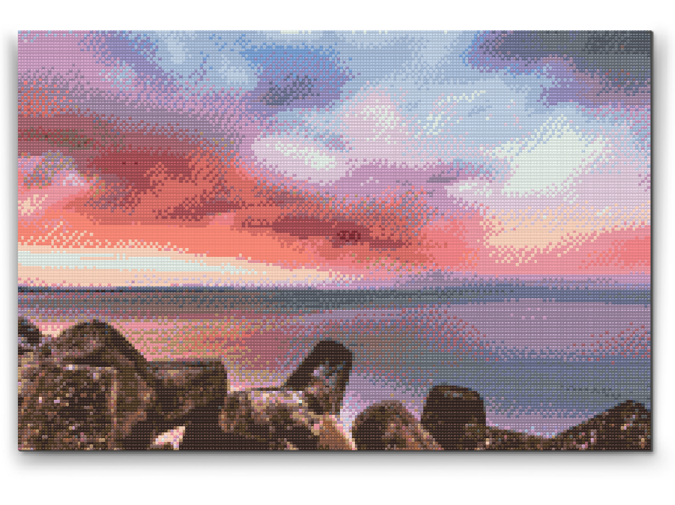 Diamond Painting - Rød solnedgang over havet
