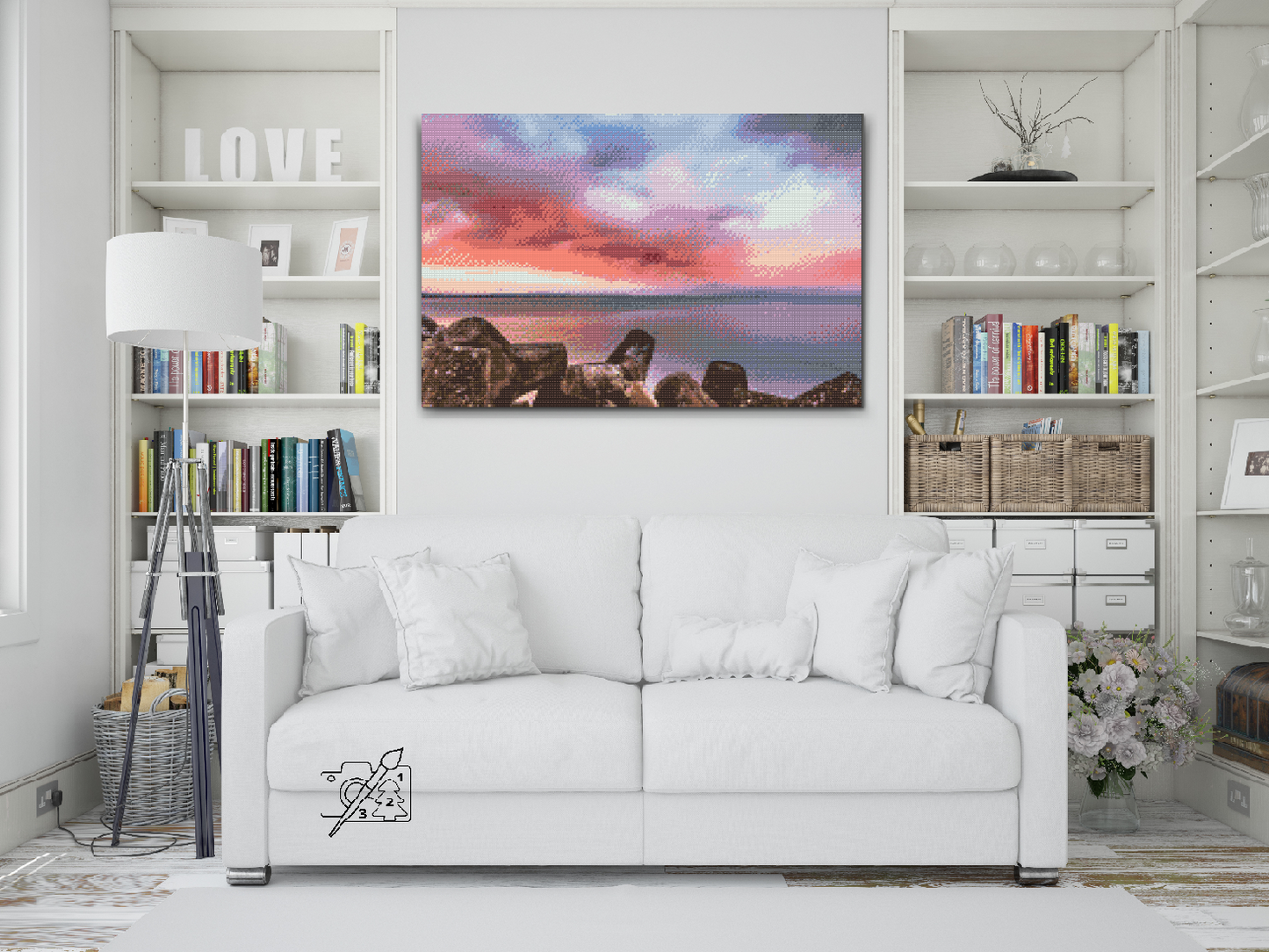 Diamond Painting - Rød solnedgang over havet